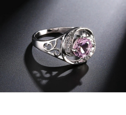 925 Sterling Silver Hollow CZ Crystal Rhinestone Wedding Ring for Women
