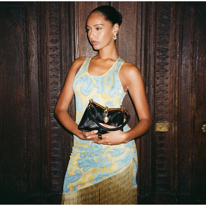 Printed Tassel Sleeveless Pleated Summer Dress