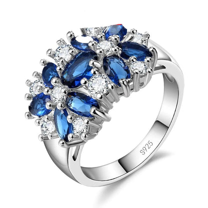 Trendy 925 Silver Cubic Zirconia Prong Engagement Ring