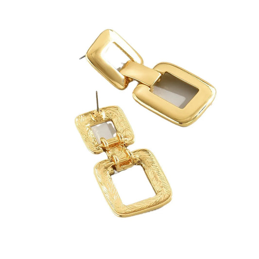 Square Patchwork Long Earrings