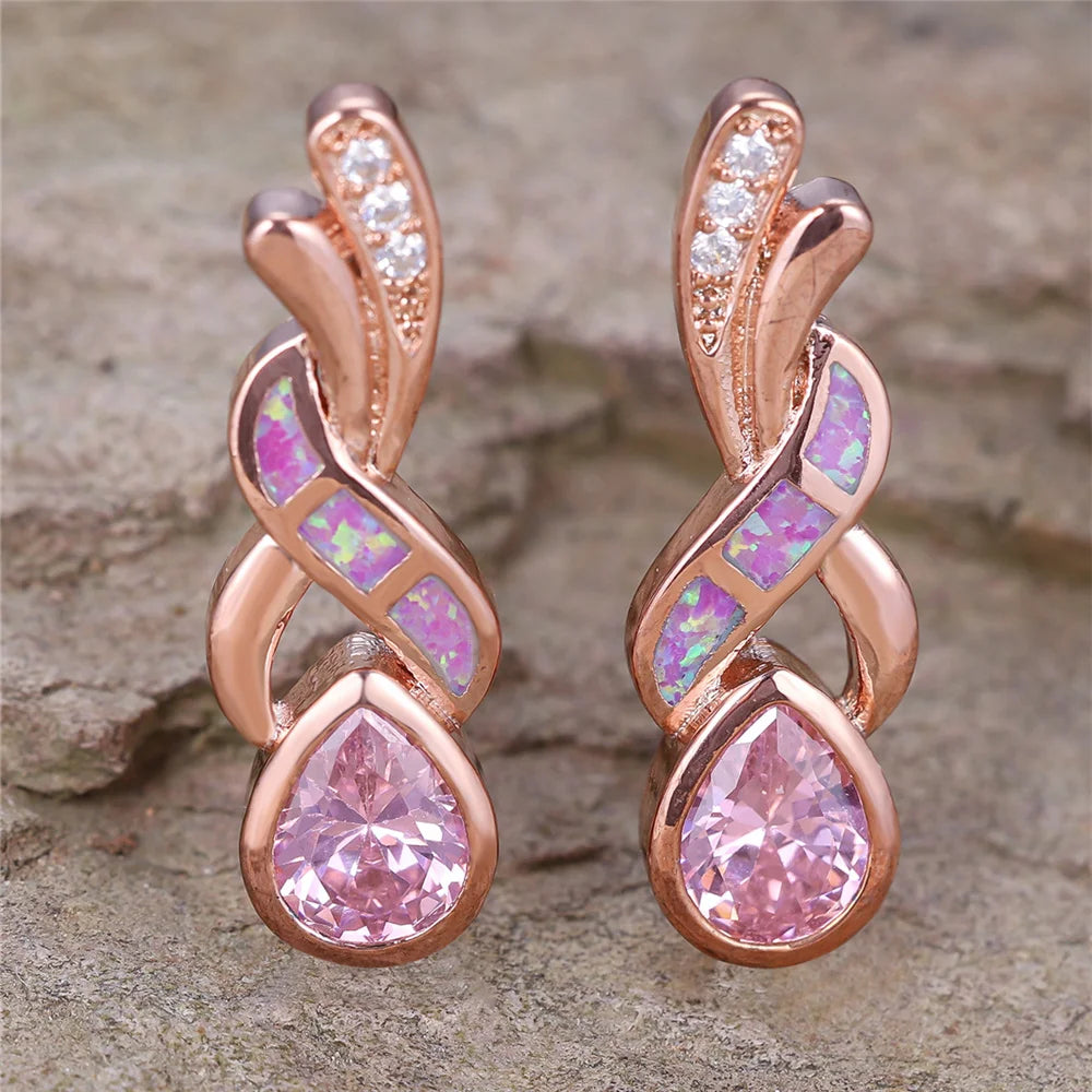 Fire Opal Stone Stud Earrings