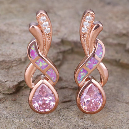 Fire Opal Stone Stud Earrings