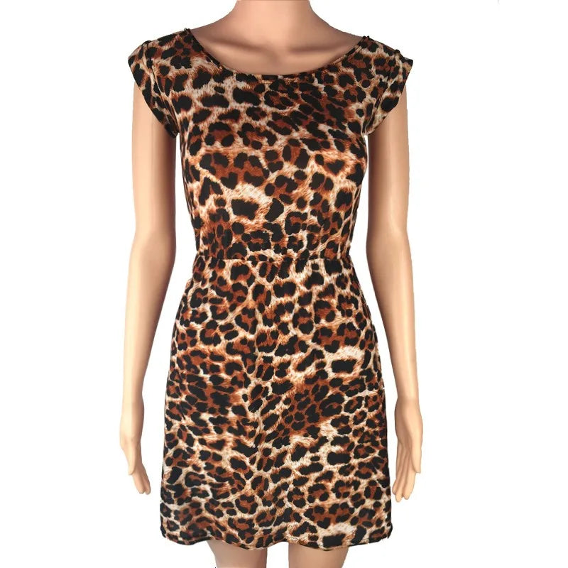 Leopard Print Sleeveless Wrap Mini Dress