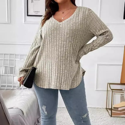 V-Neck Slim Fit Long Sleeve Sweater for Women