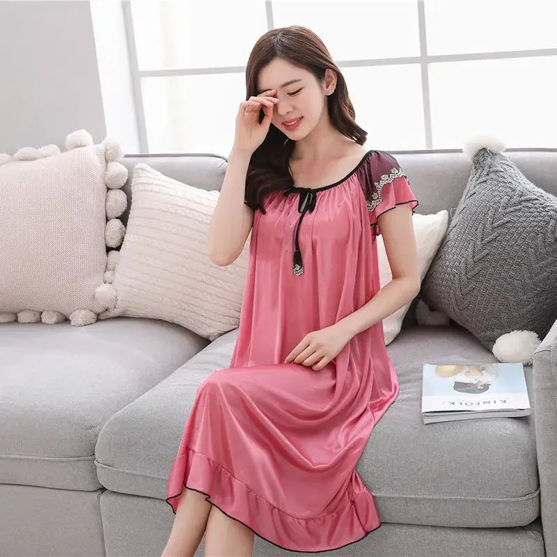 Silk Satin Long Nightgown for Women