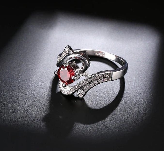 Hollow Cross 925 Sterling Silver Crystal Ring for Women