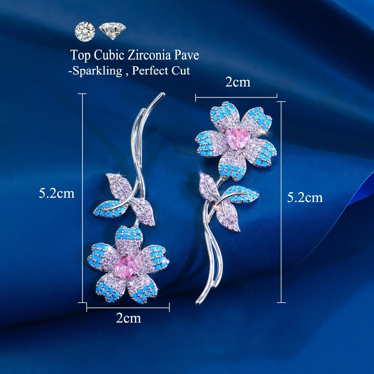 Sunflower Charm CZ Drop Earrings