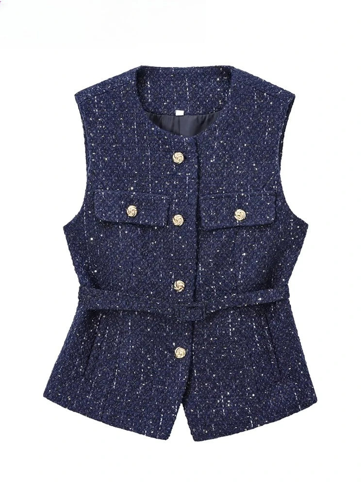 Sequin  Belted Vest for Women