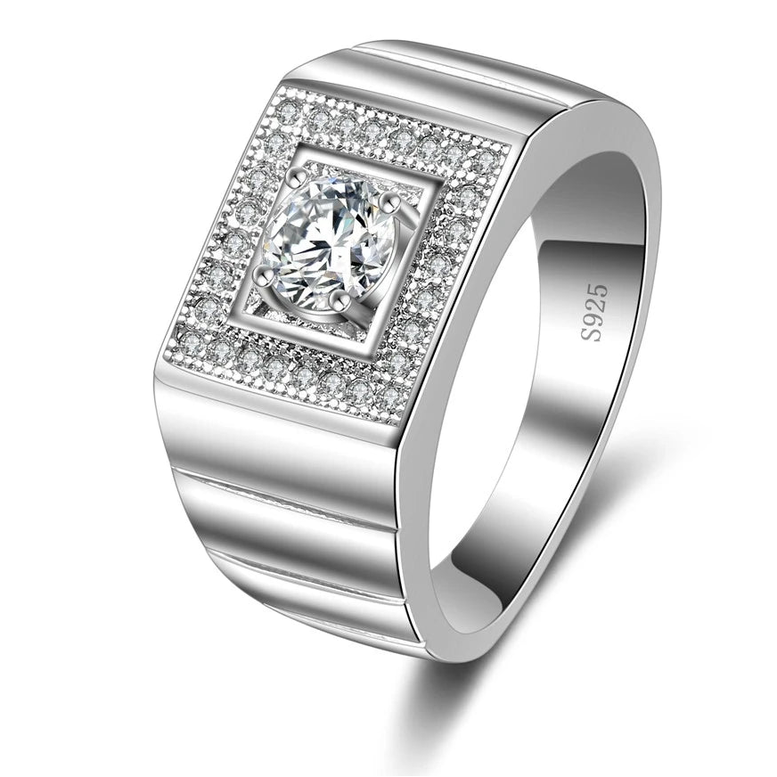 Full Crystal 925 Sterling Silver Wedding Ring for Women