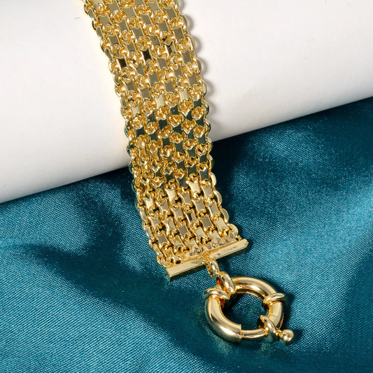 Wide Gold Link Chain Bracelet