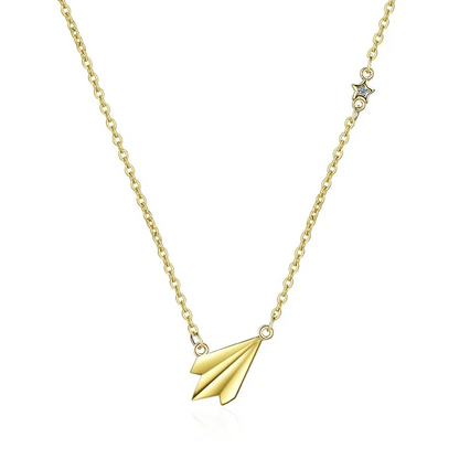 925 Sterling Silver Paper Plane Pendant Necklace for Women