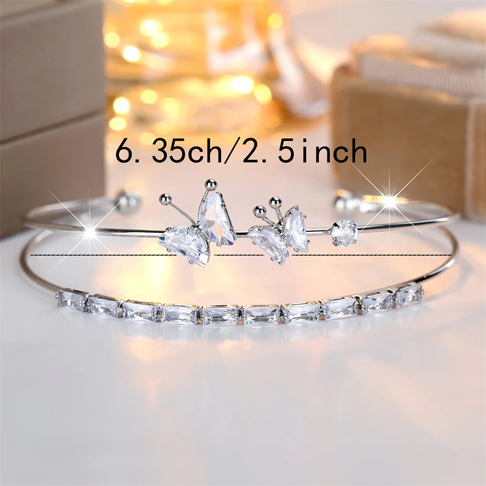 Butterfly Double Layer Bangle Bracelet