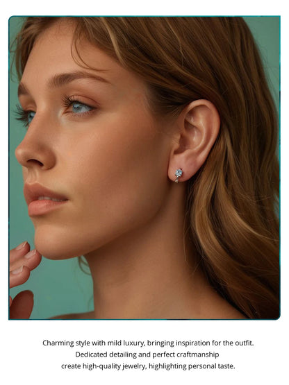 JEW008ER         925 Sterling Silver Inlaid Blue CZ Geometric Square Stud Earrings Light - Klixstore