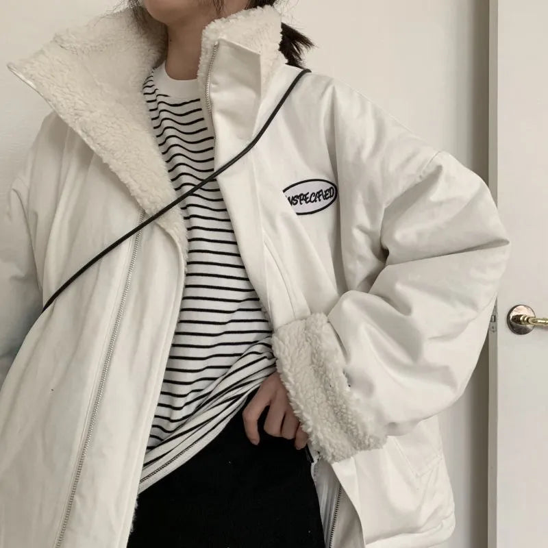 Reversible Winter Lamb Velvet Short Jacket for Women