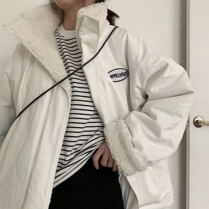 Reversible Winter Lamb Velvet Short Jacket for Women