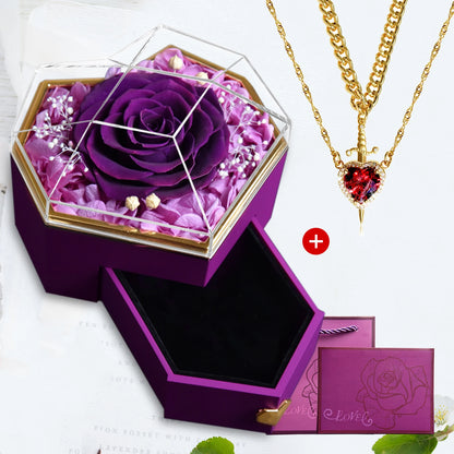 Heart & Sword Crystal Necklace Set – Stainless Steel Jewelry Gift Box