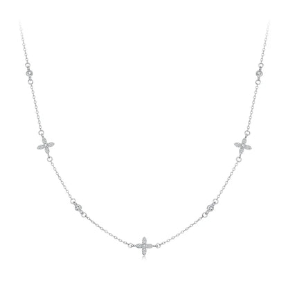 JEW010NEC     925 Sterling Silver Flower Necklace for Women,  Small Flower Charm Trendy Choker - Klixstore