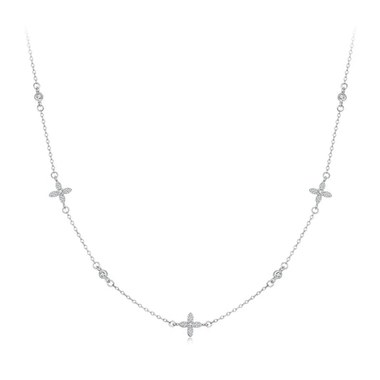 JEW010NEC     925 Sterling Silver Flower Necklace for Women,  Small Flower Charm Trendy Choker - Klixstore