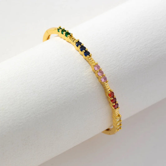 Colored Zircon Gold Bangle
