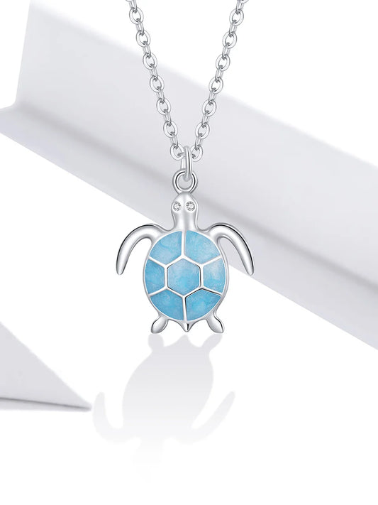 Cute Sky Blue Turtle  Necklace