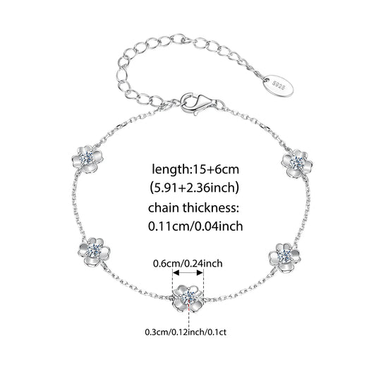 Clover Moissanite Flower Bracelet