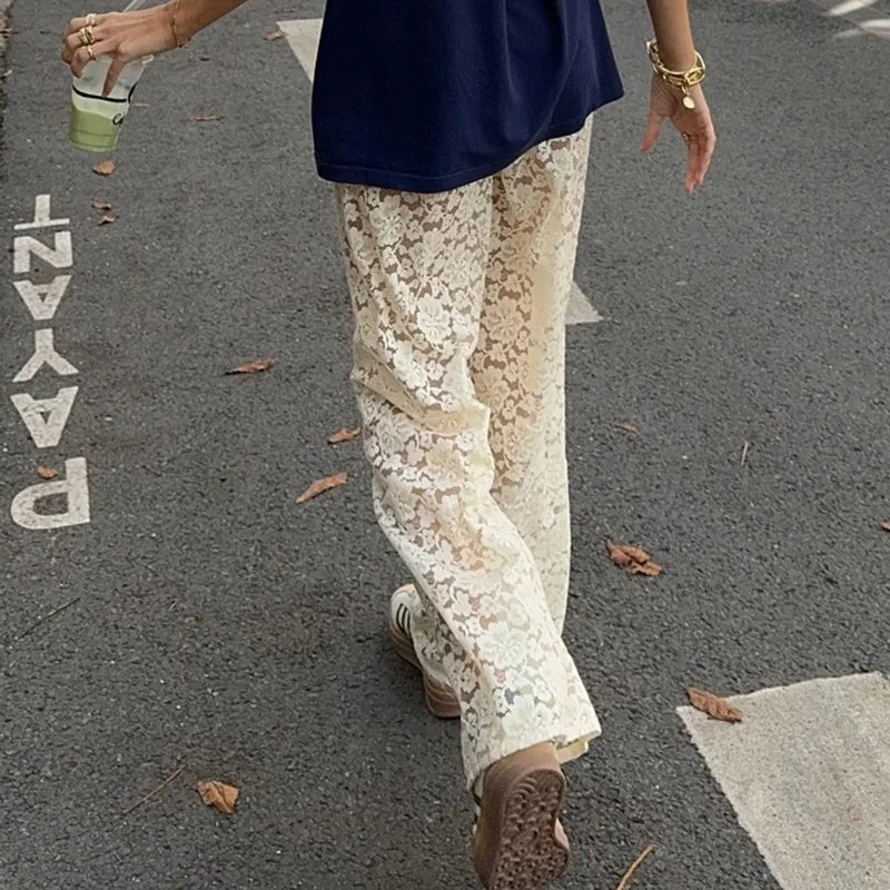 Vintage Wide Leg Lace Pants for Women