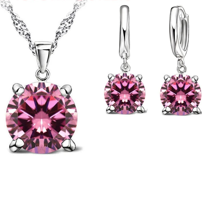 925 Silver CZ Pendant Jewelry Set